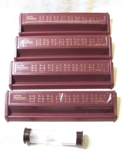 4 Scrabble Deluxe Letter Rack Burgundy Tile Holder w /Count Stickers & Timer - Picture 1 of 8