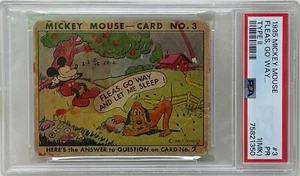 1935 Mickey Mouse Gummikarte Typ II Flöhe, Go Way #3 Walt Disney PSA PR 1 - Bild 1 von 2