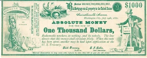 1880s District of Columbia $1000 Ephemera - Anti-Paper Money Political Piece - Picture 1 of 2