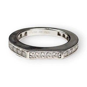 Sterling Eternity Band Ring CZ Channel Set Rhodium Plated 925 Silver Sunliat 5.5 - Picture 1 of 12