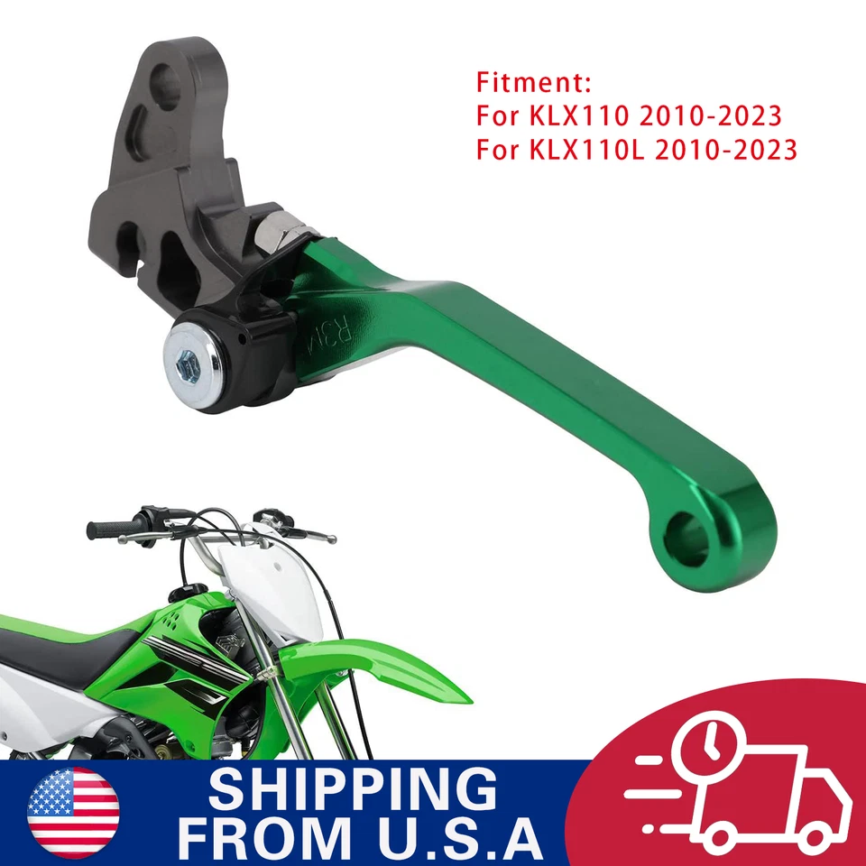 KLX110 Palanca de freno plegable CNC para KLX110 KLX110L 2010-2024 DirtBike verde Foto 1 de 4