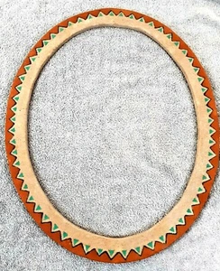 Vtg Large Wood Oval Sand Texture Art Frame Southwest Native Am Decorative22" USA - Picture 1 of 7