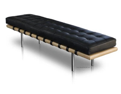 Largo Elegante Bauhaus Banco de Cuero 130 O 198 CM Natural Marco Madera Calidad - Imagen 1 de 4