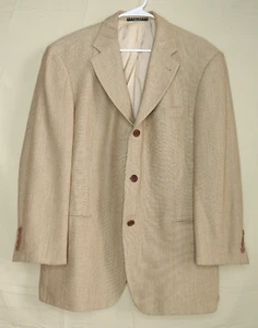 Vintage Hugo Boss Neiman Marcus Blazer Mens 40R Tan Silk Wool Blend Jacket GVR - Picture 1 of 9