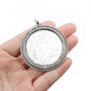 2PCS Round Charm Pendant Fit 40mm Blank Cameo Base Settings Jewelry Crafts DIY - Picture 1 of 5