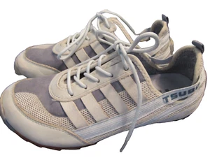 tsubo women's lace-up leather canvas blue/gray sneakers z13-02 SZ 6 US / 36 EU - Picture 1 of 12