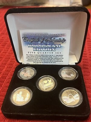 2003 HOLOGRAM Statehood Quarter Set Reflects in light  P Mint With COA - Image 1 of 4