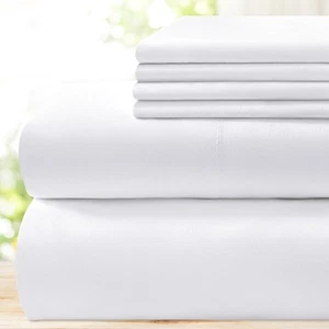 Hotel Luxury Bed Sheets Set 6 Piece(Queen, White) - Super Soft 1800 Thread Co... - Picture 1 of 6