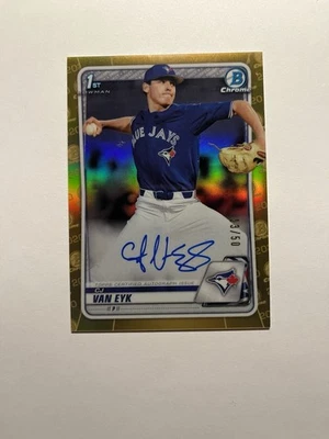 2020 1st Bowman Draft Chrome ~ Cj Van Eyk ~ Gold Refractor Auto # 03/50 B1 - Image 1 of 4