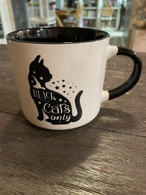 Halloween “Black Cats Only” White & Black 15 Oz Coffee Mug - Image 1 of 4