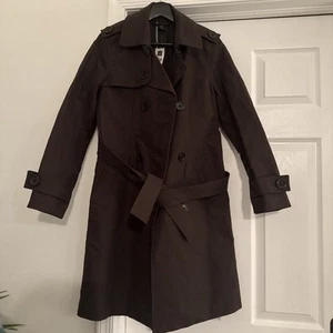 Gabardina vintage Gap con cinturón marrón chocolate para mujer talla pequeña nueva con etiquetas 2005 - Imagen 1 de 14