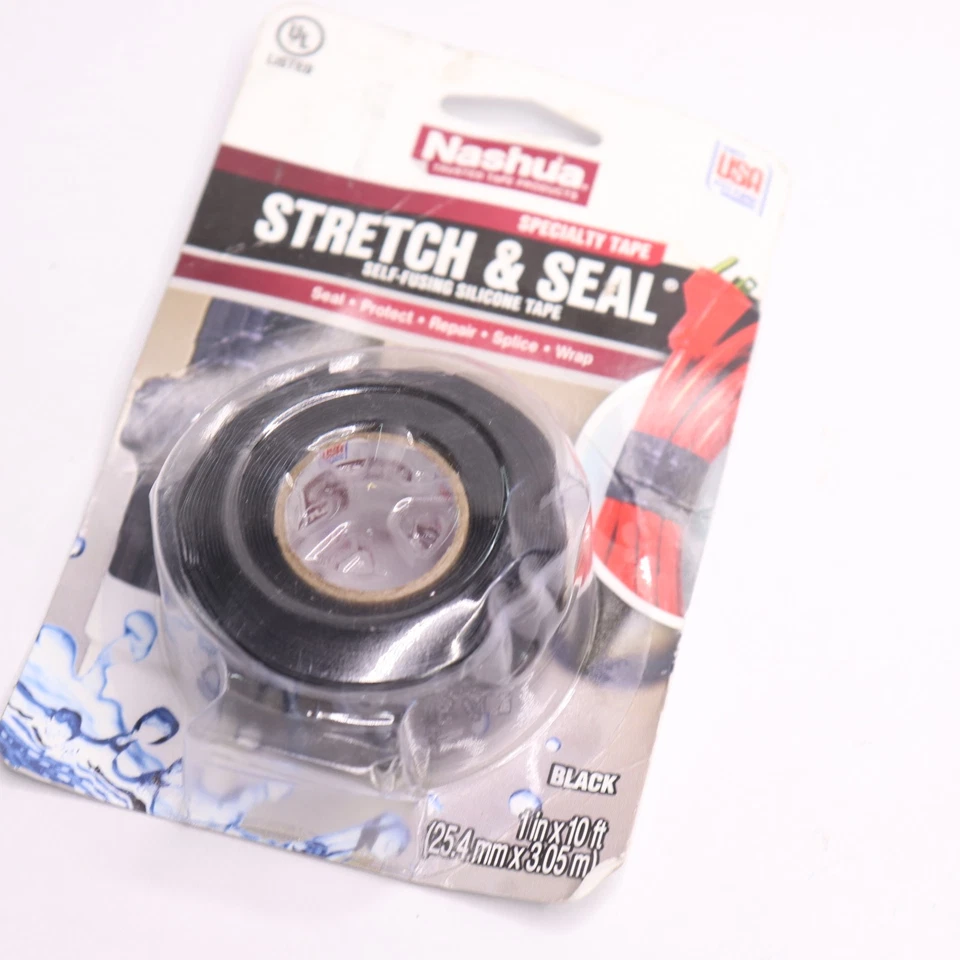 Cinta Nashua 1 pulgada x 3,33 yd. Cinta de silicona autofusible elástica y sellada en negro Foto 1 de 4