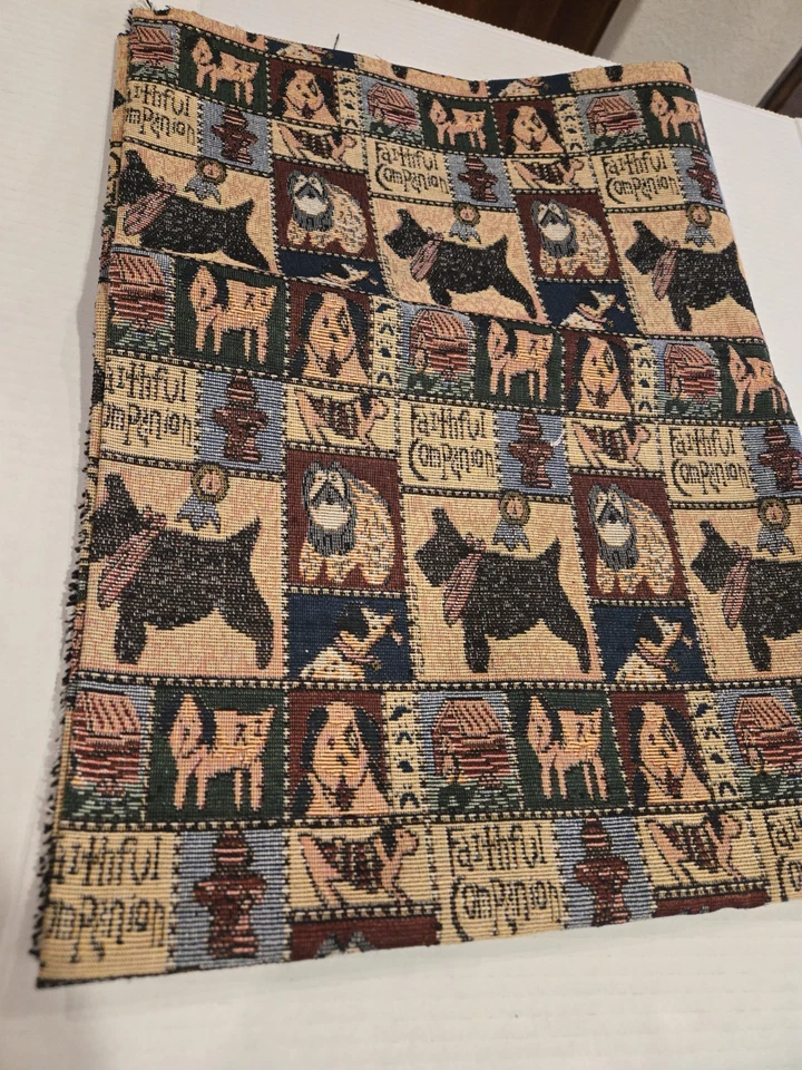 Faithful Companion Dog Animal Tapestry Fabric 54" X 1 Yard - Image 1 of 4