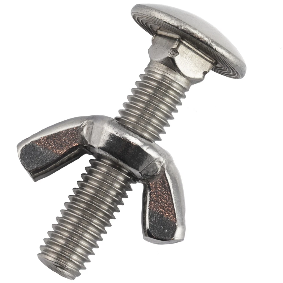 Schloßschraube M6 Schraube Mutter Flachrund Flügelmuttern Edelstahl Flügel M6x - Bild 1 von 1