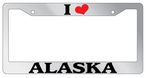 Chrome METAL License Plate Frame I HEART ALASKA Auto Accessory 1043 - Bild 1 von 1