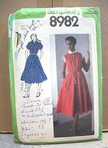207 Vintage 1979 Simplicity #8982 Womans Pullover Dress Sewing Pattern 6     - Picture 1 of 2