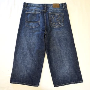 VTG Y2K G-Unit Baggy Cropped Wide Leg Jeans Embroidered Mens 40 (42x23) Capri - Picture 1 of 24