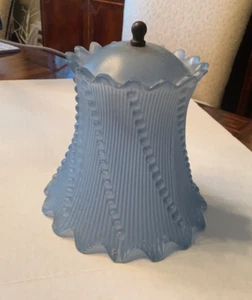 Antique Glass Lamp Shade Frosted Pale Light Blue - Picture 1 of 6