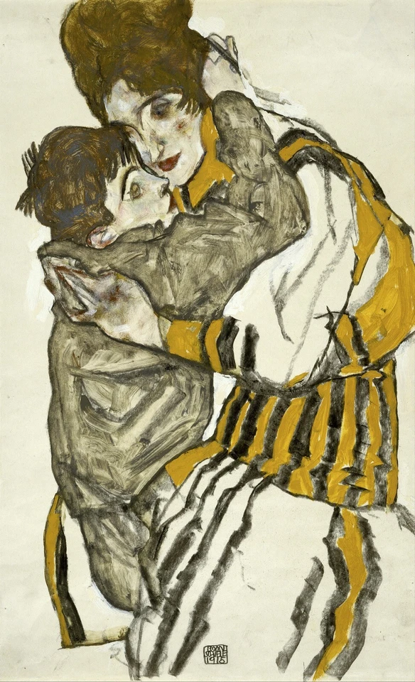 Esposa de Schiele con su sobrino pequeño por Egon Schiele Giclee repro sobre lienzo Foto 1 de 1