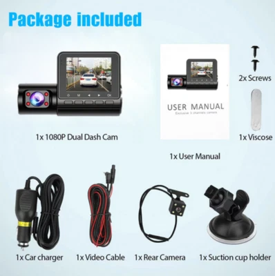 HD 1080P 3 Channel Dashcam Camcorder Registrator Three Way Camera Night Vision - Image 1 of 4