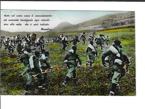 Italian Fascist Propaganda Glossy Postcard Troops in the Field Climbing a Hill - Picture 1 of 2