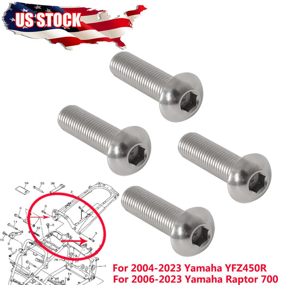For 04-23 Yamaha YFZ450 Subframe Sub Frame BOLTS x4 YFZ450R Raptor 700 R Screw - Image 1 of 4