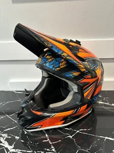 Shoei VFX-W Motorcycle Helmet Xs Orange Blue Black 2015 Pre Owned Motocross - Picture 1 of 9
