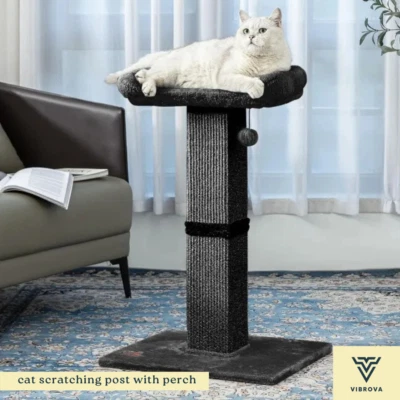 Cat Scratching Post with Perch | 32" Tall Sisal Tower with Plush Bed - Image 1 of 4