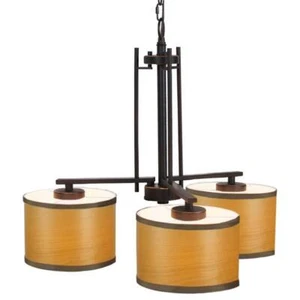 Woodbridge Lighting Hudson 3-light Metal & Veneer Chandelier in Bronze/Nougat - Picture 1 of 1