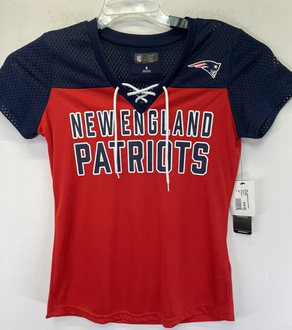 New England Patriots /NFL Womens Sz Small Red/Blue Tie Front Shirt (X33) NWTs Cover