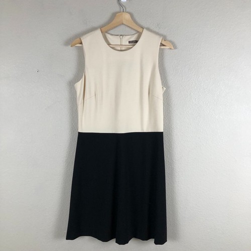 OFF WHITE Abito J McLaughlin donna medio bianco sporco nero elasticizzato color block abbigliamento da lavoro