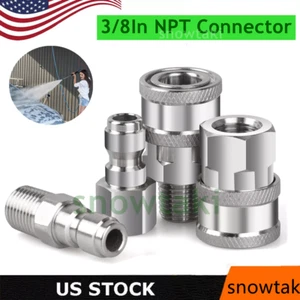 4x Pressure Washer Quick Connect Fitting 3/8 Inch Male and Female Thread Adapter - Picture 1 of 8