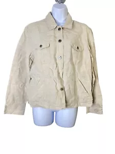 J. Jill Womens 100% Linen Button Front Jacket Pockets Size Medium - Picture 1 of 8