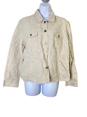 J. Jill Womens 100% Linen Button Front Jacket Pockets Size Medium - Image 1 of 4