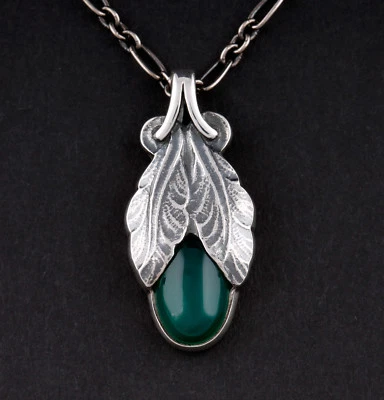 Colgante GEORG JENSEN de Ley del Año 2008 con Ágata Verde/Plata. RARO! Foto 1 de 4