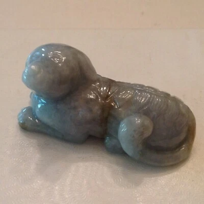 ~Vintage Finely Carved Natural Green Jade / Jadeite Dog - Image 1 of 4