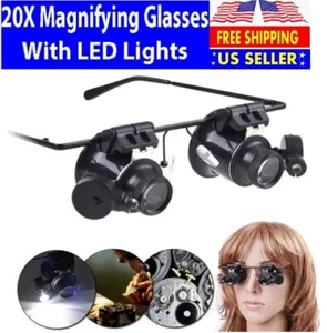 20X Magnifying Magnifier Glasses Magnifaction Jeweler Watch Repair LED Light NEW - Picture 1 of 12