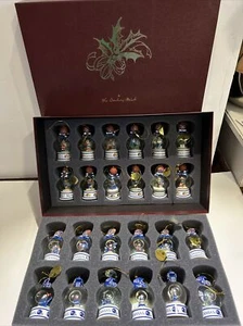 Set 24 Kansas University KU DANBURY MINT SNOW GLOBE Xmas Ornament Football Baske - Picture 1 of 14