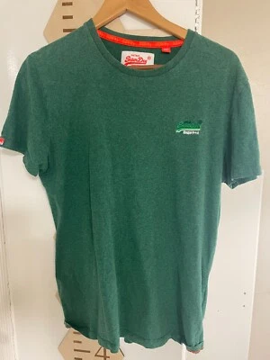 Superdry Vintage Orange Label Men's T-Shirt Large Green Heather Short Sleeve Log - Image 1 of 4