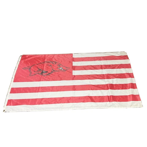 Vintage WinCraft Sports Arkansas Razorbacks Flag Banner Made in USA Faded Cover