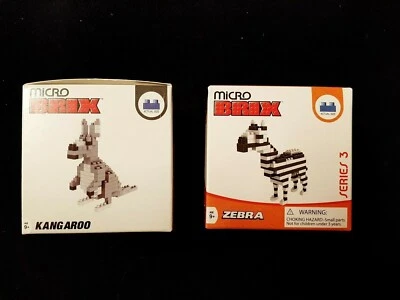 LOZ Micro Brix Lot of 2, Series 1 Kangaroo, Series 3 Zebra - Image 1 of 4