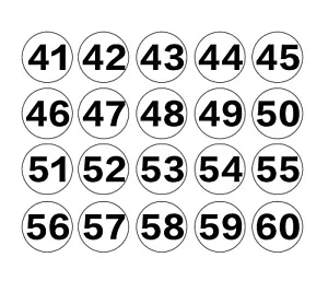 ID Number Decal Sheet 41-60 Number Decal for Laundromat Washer Dryer Waterproof - Picture 1 of 2