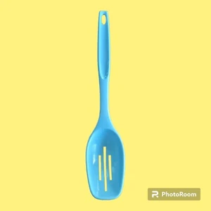 Vintage Foley #1 Country Blue Nylon Plastic Slotted Spoon 11" Light Blue 3 Slots - Picture 1 of 9
