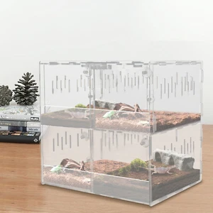 Acrylic 4 Grids Reptile Cage Large Tank Cage Enclosure Box Tarantula Insects - Picture 1 of 22