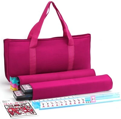 American Mahjong Set 166 Tiles Red Bag 4 Color Pushers/Racks Western Mahjongg - Image 1 of 4