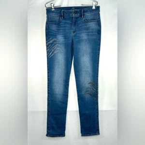 Jeans slim vita media White House Black Market perline Y2K streetwear festival taglia 8 - Foto 1 di 11