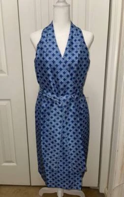 Vestido envolvente LAFAYETTE 148 azul estampado floral múltiple 100 % seda sin mangas-D-182-talla 4 Foto 1 de 4