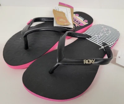 (Color no coincidente): Sandalias chanclas negras Roxy para niños talla 1 muestra Foto 1 de 4