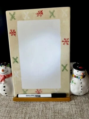 Oneida Snowmates Christmas Ceramic Dry Erase Writing Board In Box,Sits On Table - Image 1 of 4