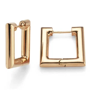 Pair Square Hoop Earrings 20x20mm Earrings From 585 Gold Rose Gold - Picture 1 of 1